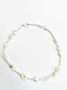 Neutral Smileys & Florals Necklace | Mixed Media Boho Indie Eclectic Necklace - The Ugly Cactus 