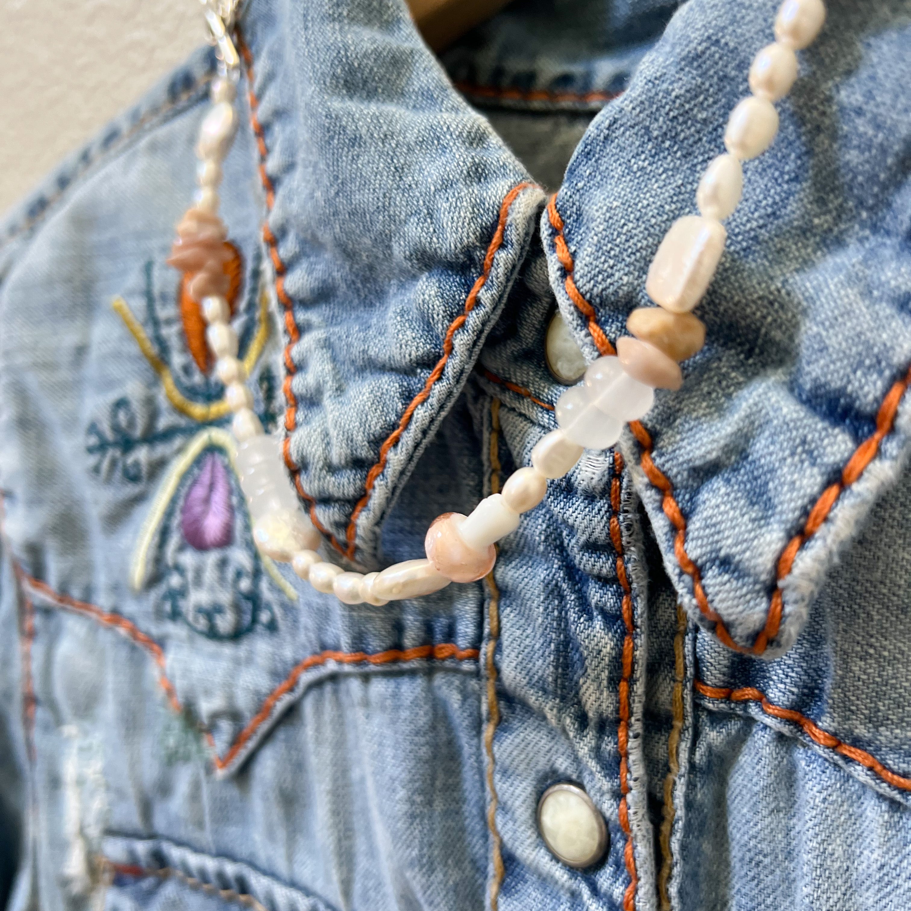 Pink Mushrooms & Pearls Necklace | Mixed Media Boho Indie Eclectic Necklace - The Ugly Cactus 