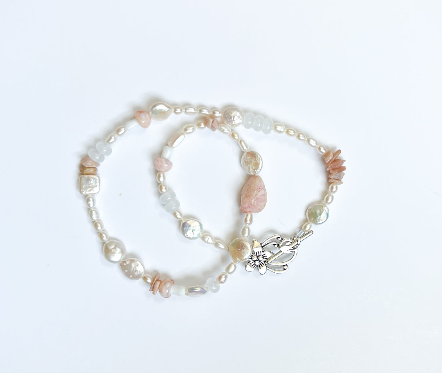 Pink Mushrooms & Pearls Necklace | Mixed Media Boho Indie Eclectic Necklace - The Ugly Cactus 