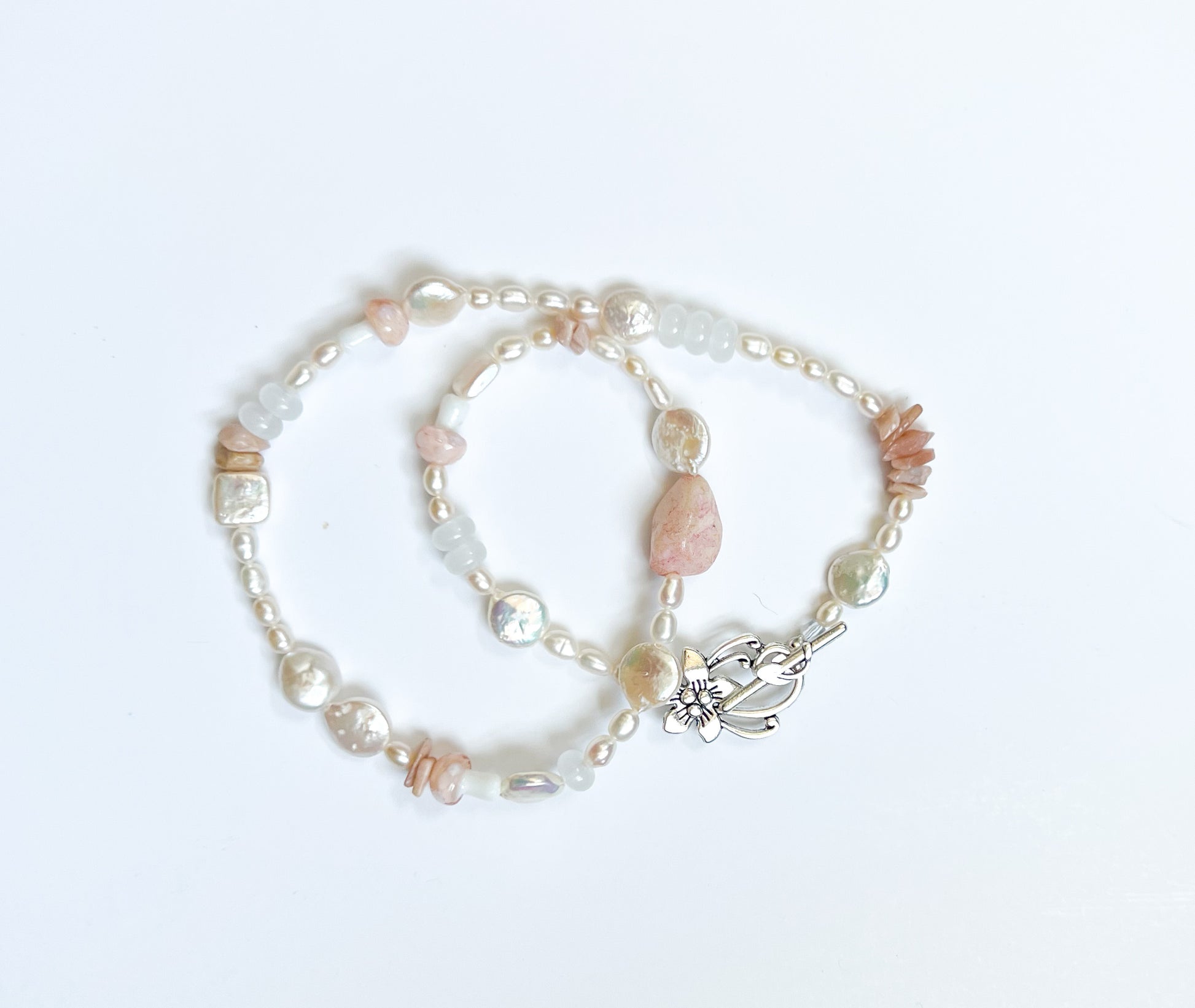 Pink Mushrooms & Pearls Necklace | Mixed Media Boho Indie Eclectic Necklace - The Ugly Cactus 
