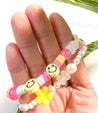 Happy Face & Smiles Multi strand Beaded Bracelet | Multi layer Mixed Media Boho Indie Eclectic Bracelet - The Ugly Cactus 