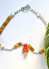 Ceramic Mushroom Pendant Beaded Necklace | Mixed Media Boho Indie Eclectic Necklace - The Ugly Cactus 