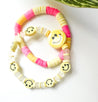 Happy Face Beaded Bracelet | Set of 2 Bracelets | Mixed Media Boho Indie Eclectic Bracelet - The Ugly Cactus 