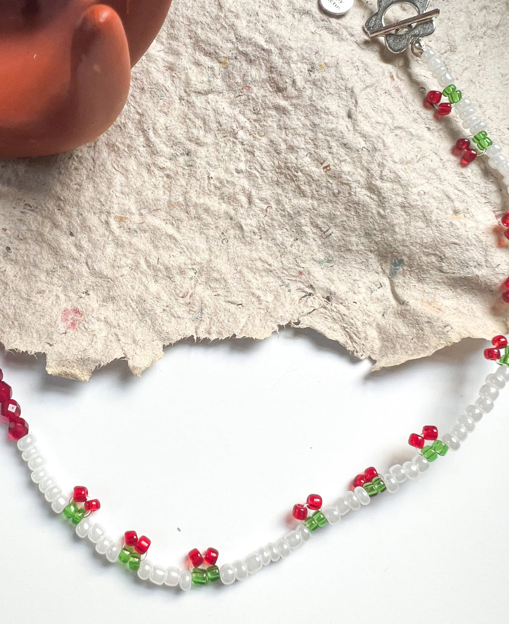Cherries Red Necklace  | Mixed Media Boho Indie Necklace | Cherry Seed Beads Necklace | Fruity Necklace - The Ugly Cactus 
