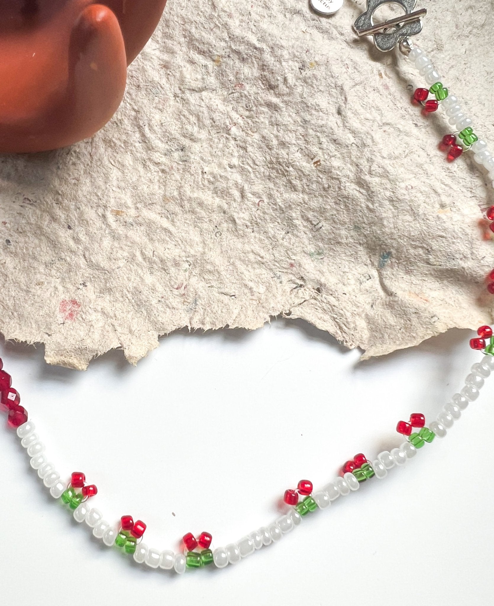 Cherries Red Necklace  | Mixed Media Boho Indie Necklace | Cherry Seed Beads Necklace | Fruity Necklace - The Ugly Cactus 