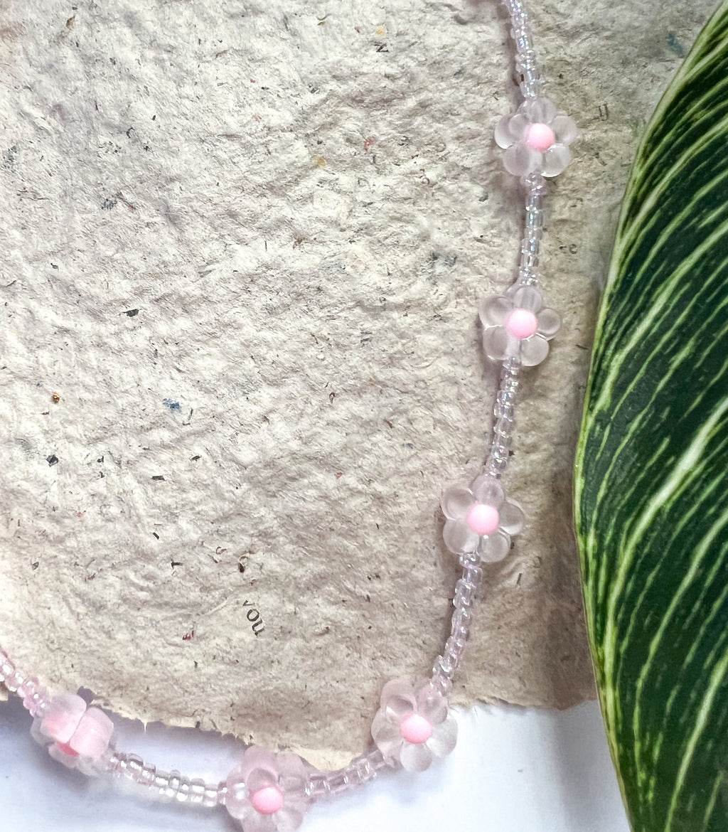 Flower Frost Necklace | Mixed Media Necklace | Indie Floral Necklace - The Ugly Cactus 