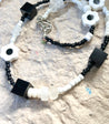 Retro Black & White Necklace | Mixed Media Eclectic Necklace | Floral Chunky Handmade Necklace - The Ugly Cactus 