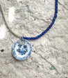 Tiny China Blue Pendant Necklace  | Mixed Media Boho Indie Necklace - The Ugly Cactus 