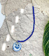 Tiny China Blue Pendant Necklace  | Mixed Media Boho Indie Necklace - The Ugly Cactus 